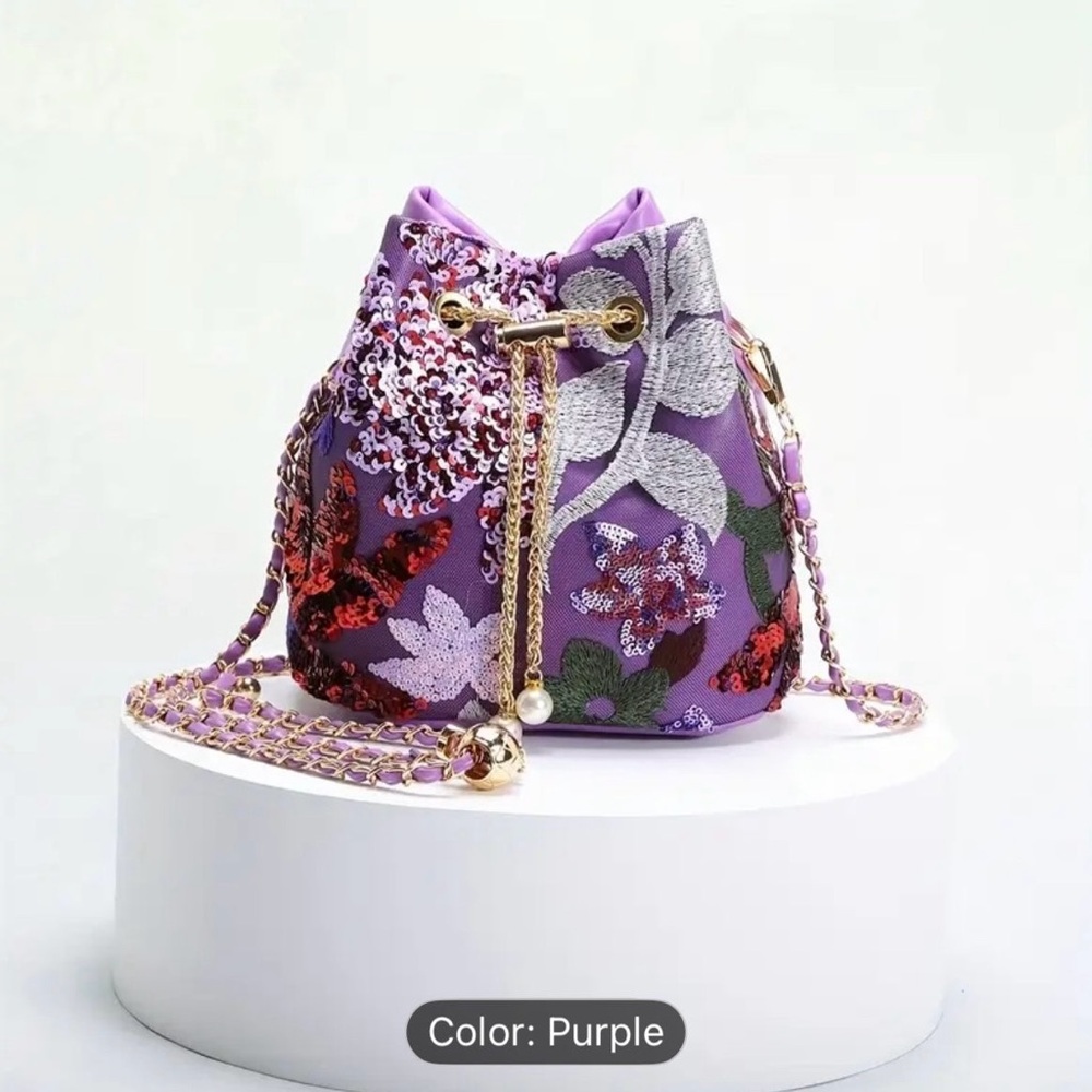 Chic Purple Floral Crossbody Bag